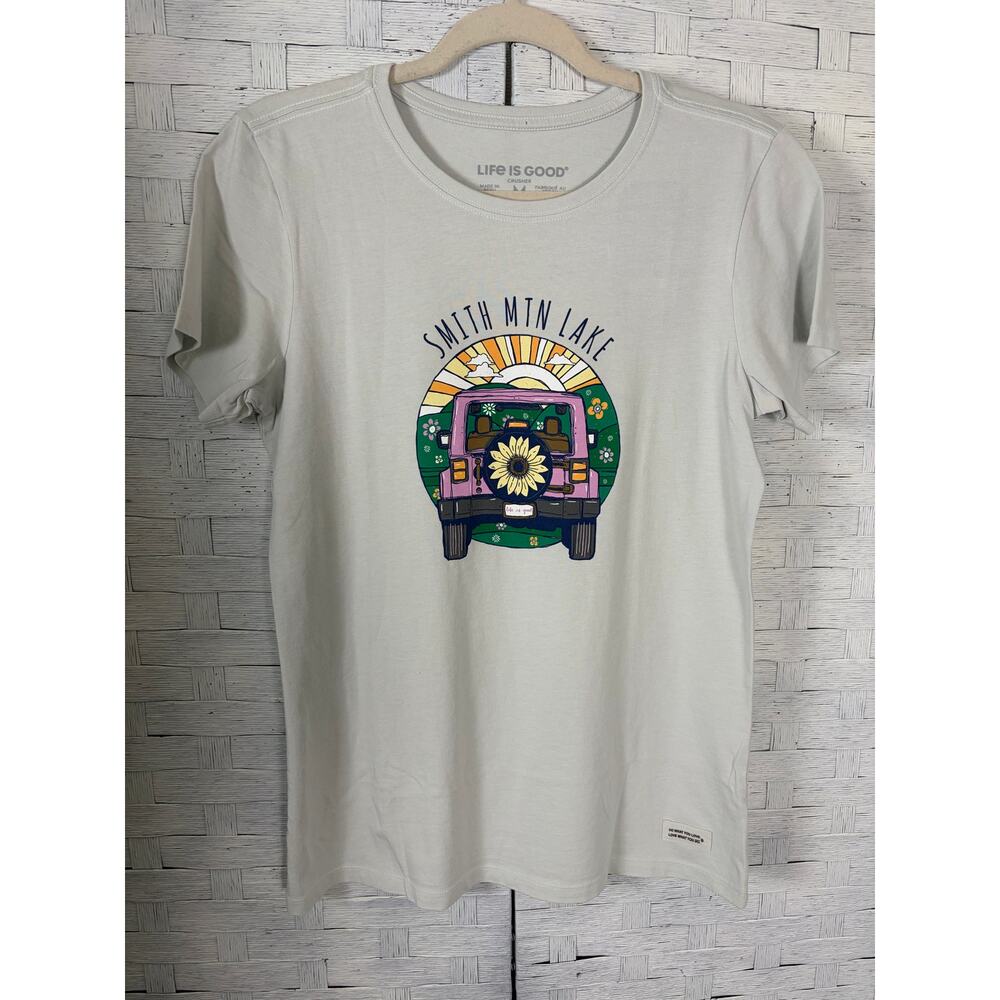 Life is good Women's T-Shirt graphic 4X4 flowers fun summer cozycore